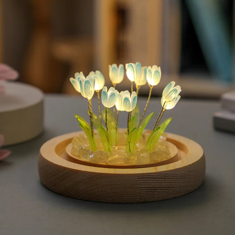 Gift Mini Tulip Night Light Crystal Glass Ball Lights Bedroom Ornaments Home Wedding Party Decoration Birthday Valentine's Day
