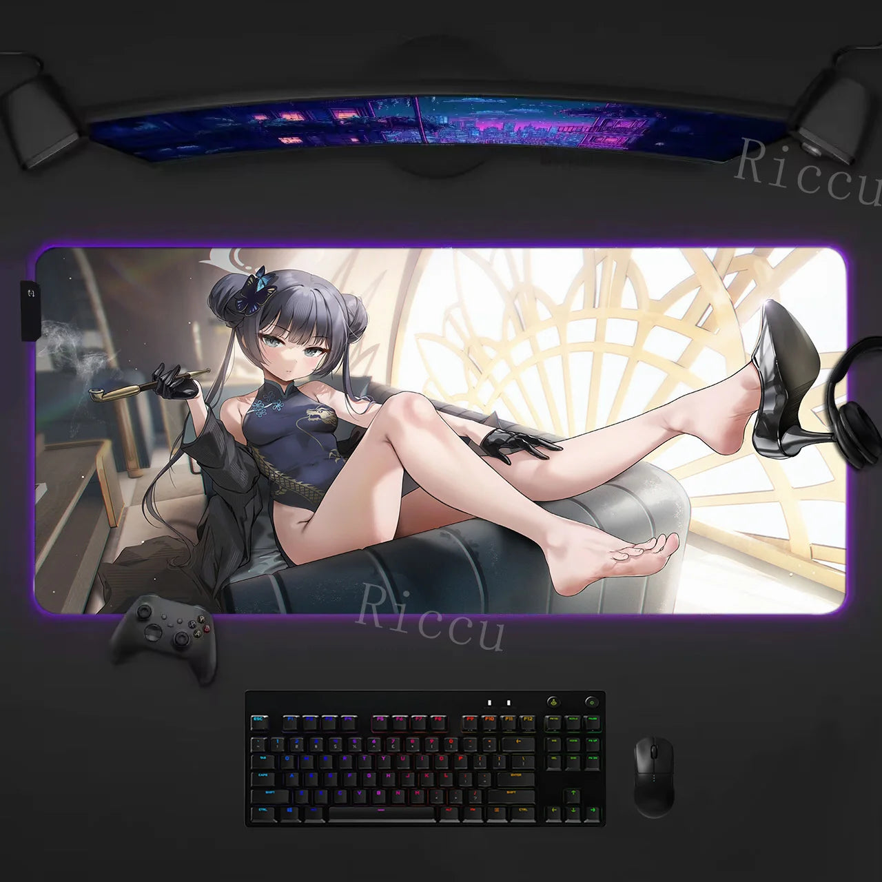 RGB HD Ryuuge Kisaki Blue Archive Game Mousepad Large Keyboard Desk Mat Gaming Mouse Pad LockEdge Edge PC Computer Mat E-Sports