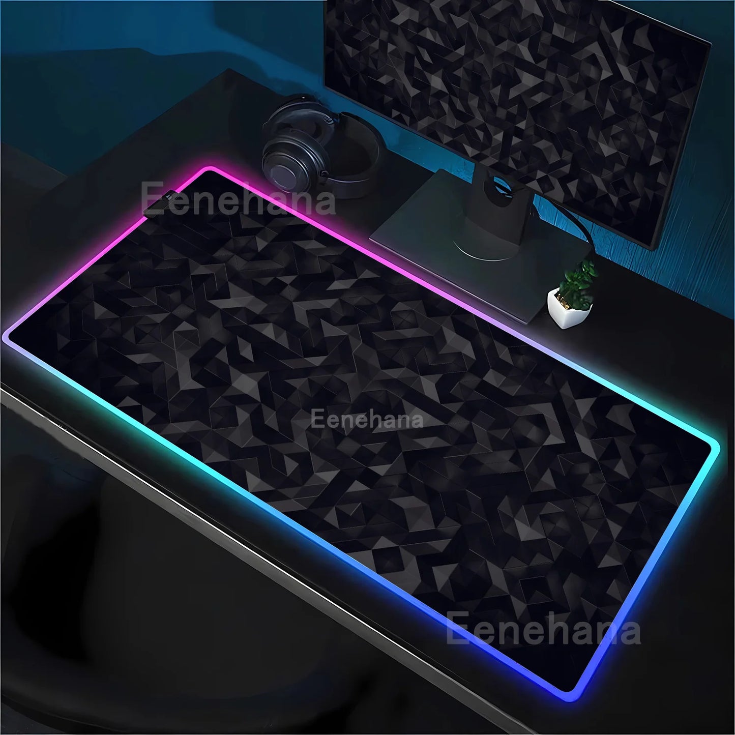 RGB Hexagon polygon Gaming Mouse Pad Rug Computer Accessories Antiskid Offices Geometric Mousepad Luminous Game offices Desk Mat