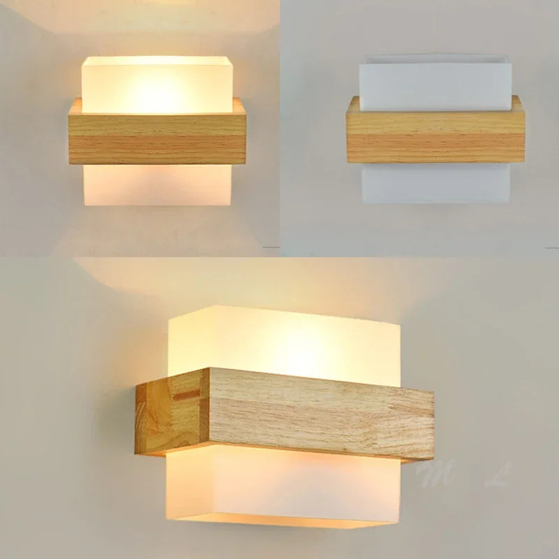 Modern Wood lamp Led Wall Lamps Glass Lamp Mirror Washer Sconces Wall Light Fixtures Dressing Table Living Room Led Lamp Wall