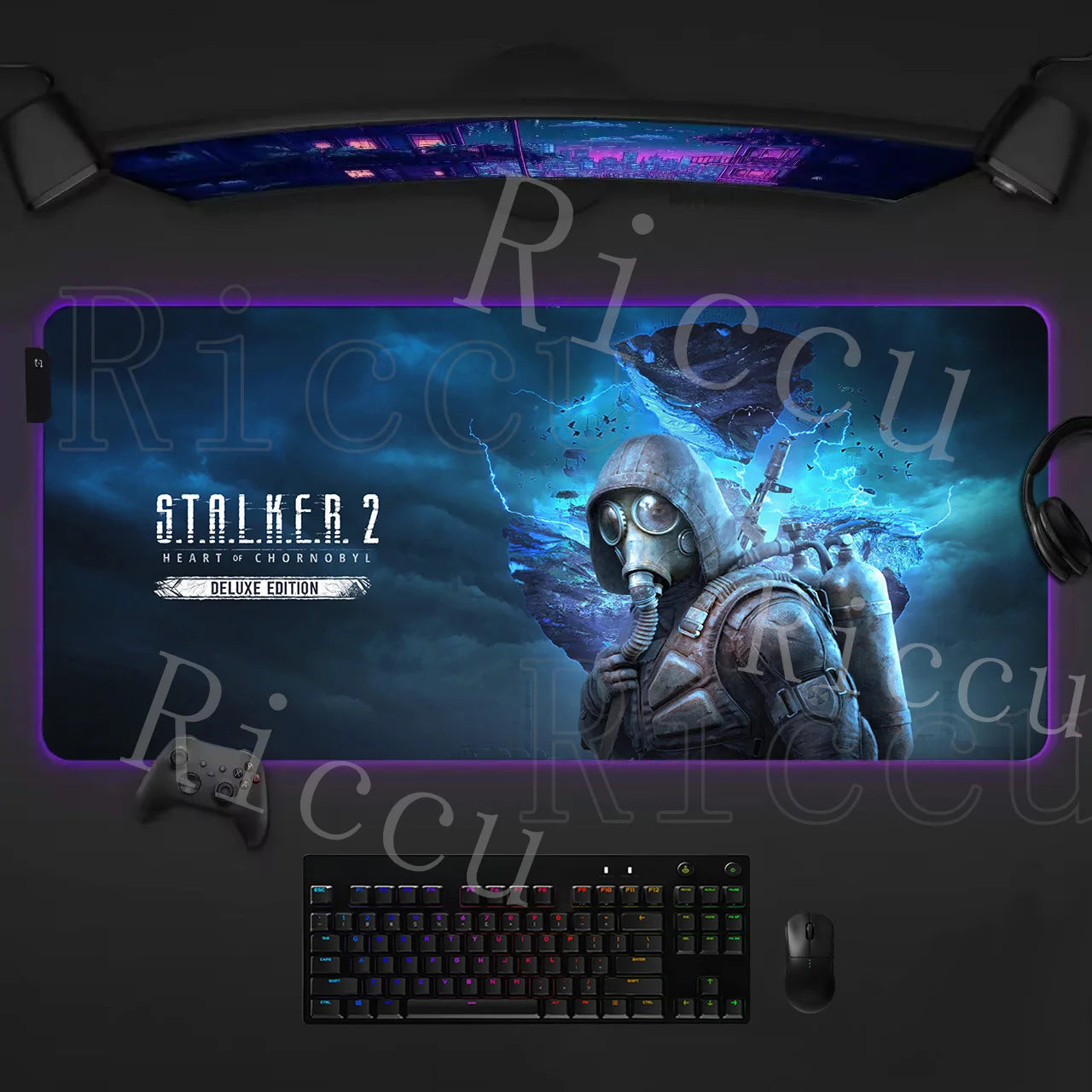 RGB LED PC accessories 400x900mm Stalker 2 Large Gaming Mouse Pad Computer Laptop HD Rupper Expand Desk Mats Gamer XXL Desk Ma