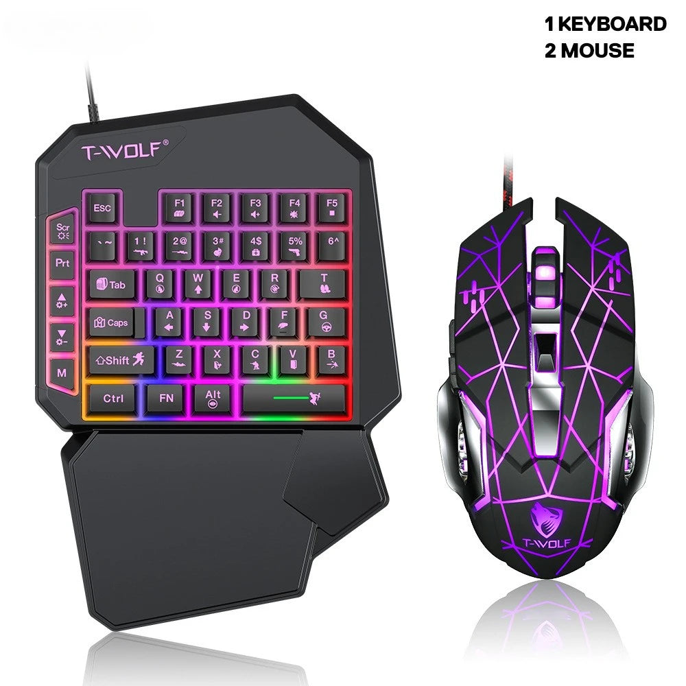 Mechanical Gaming Keyboard Kit 5 In 1 Set One Hand Keyboard 5D Mechanical Gamer Mouse Converter Mobile Game Pro Converter
