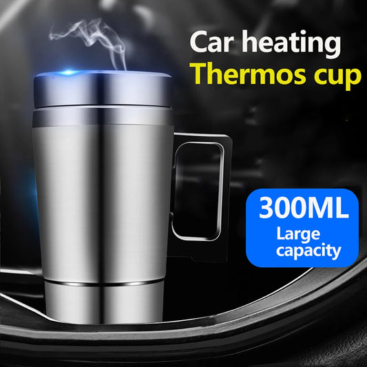 12V/24V Car Electric Heating Mug Water Heater Thermos Stainless Steel Heating Kettle Electric Heating Water Cup Car Water Heater