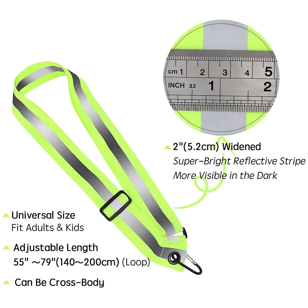 USB Rechargeable Adjustable LED Reflective Belt Cycling Reflective Running Gear Safety Reflective Running Gear for Night Running
