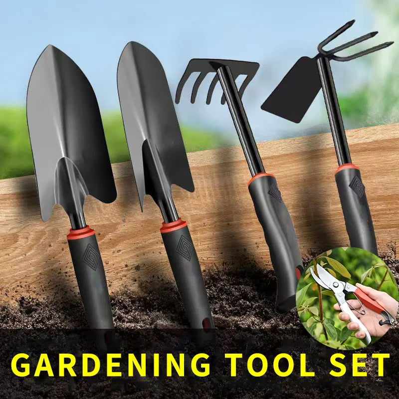 5-Piece Garden Tool Set: Shovel, Pruner, Hoe, Rake – Essential Gardening Kit