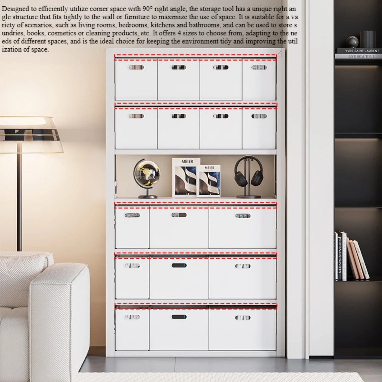 Multifunctional Foldable Organizer,Right Angle Foldable Storage Box,Kitchen Storage Cabinets,Stackable Bookcase OrganizerforToys