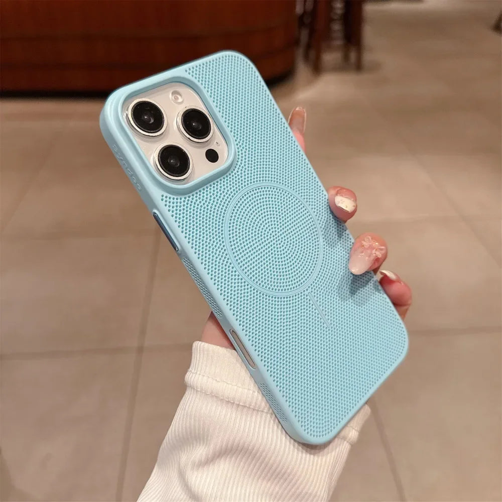Cooling Heat Dissipation Magnetic Phone Case for iPhone 17 16 15 14 13 12 11 Pro Max Plus 17Pro Breathable Shockproof Back Cover