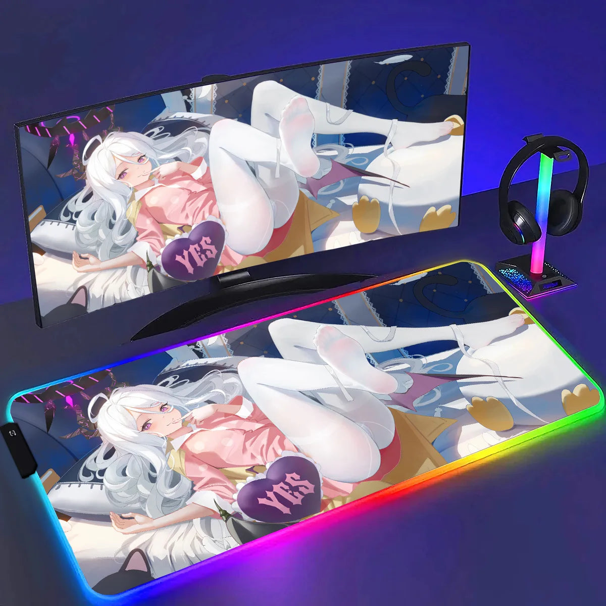RGB HD Ryuuge Kisaki Blue Archive Game Mousepad Large Keyboard Desk Mat Gaming Mouse Pad LockEdge Edge PC Computer Mat E-Sports