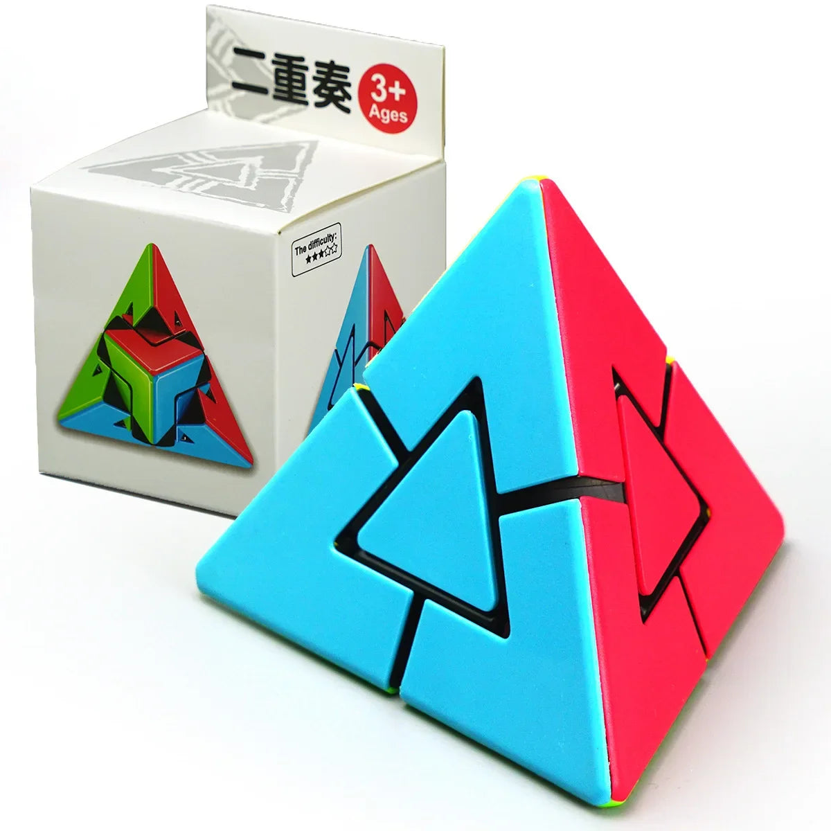 [ECube] Fanxin Duo Pyraminx Strange Shape Pyramid Magic Cube Brain Teaser Puzzle Educational Toy For Children