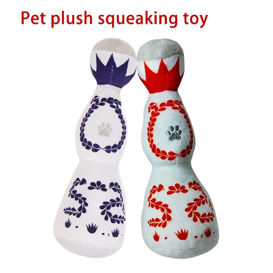 Funny Tequila Dog Toy Blue And White Porcelain Plush Dog Toy With Squeak Interactive Games For Dogs Birthday Toy Pet Accessories