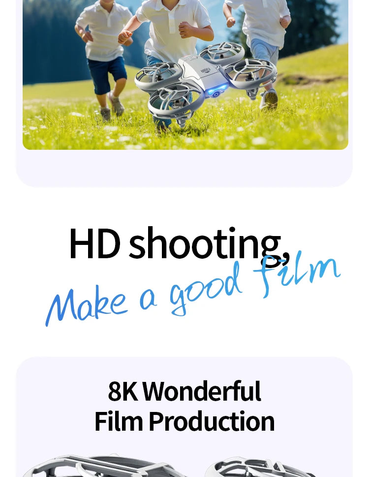 V8 Mini Drone 4K Professional Wide-Angle HD Camera WiFi FPV Height Hold Foldable RC Drone Quadrotor Helicopter Children's Toys
