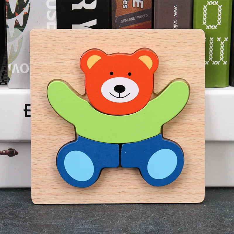 Baby High Quality 3D Wooden Puzzles Educational Cartoon Animals Early Learning Intelligence Puzzle Game Toys for Children