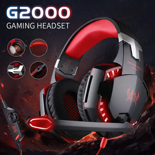 Wired Gaming Headsets Big Headphones with Led Light Mic Stereo Earphones Deep Bass for PC Computer Gamer Laptop PS4 New X-BOX