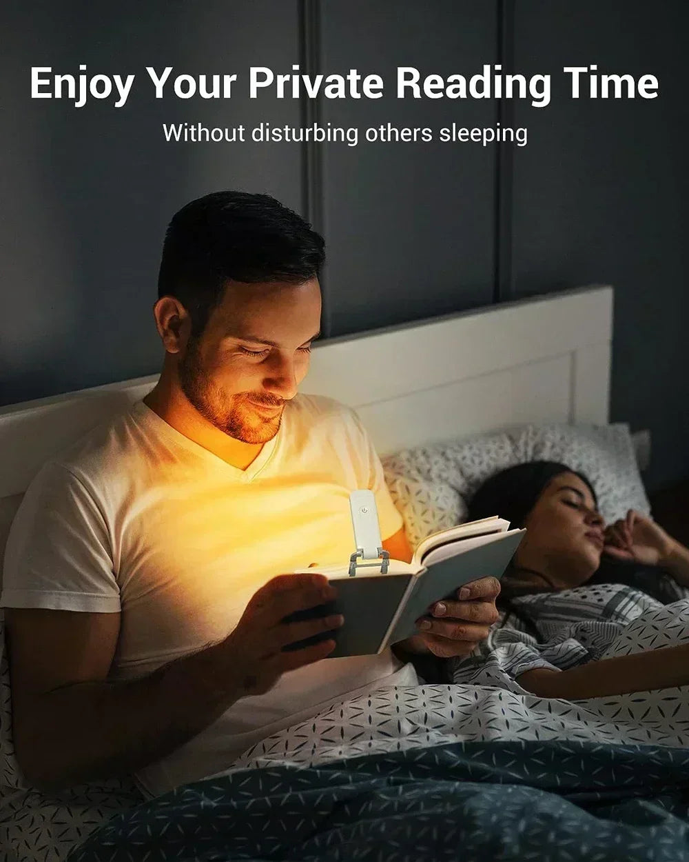 Book Light Brightness Adjustable for Eye-Protection USB Rechargeable LED Clip on Portable Bookmark Light for Reading in Bed Car