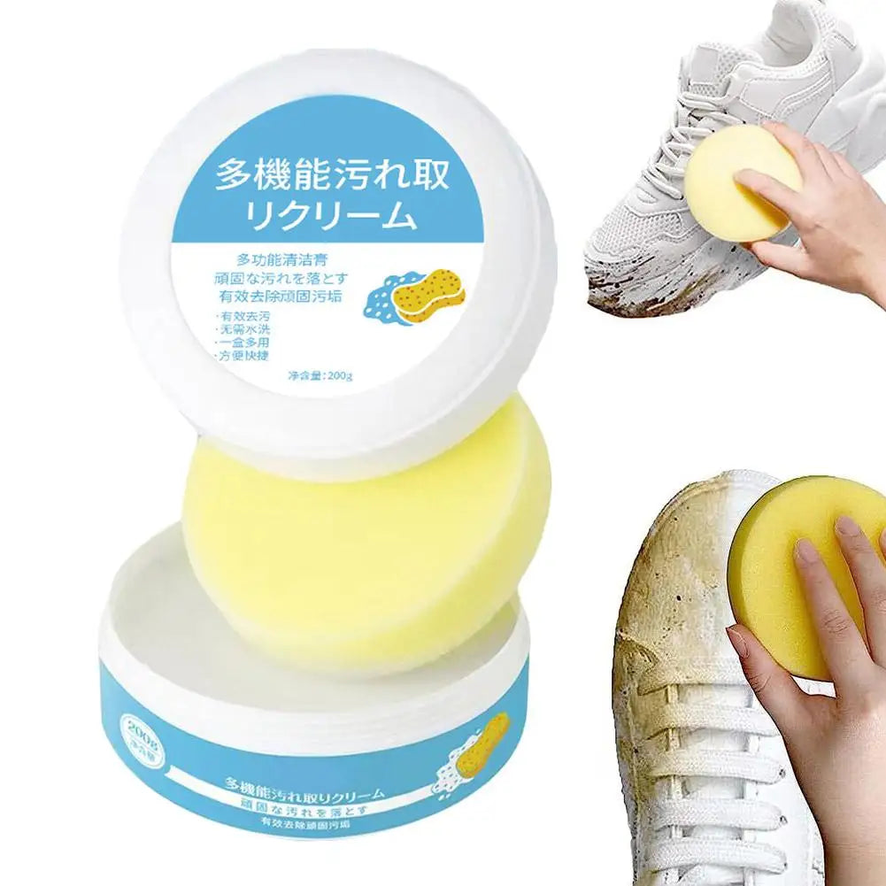 White Shoes Cleaning Cream Stains Remover Shoes Whitening All-Purpose Cleansing Cream With Wipe Sponge For Shoes Sneakers