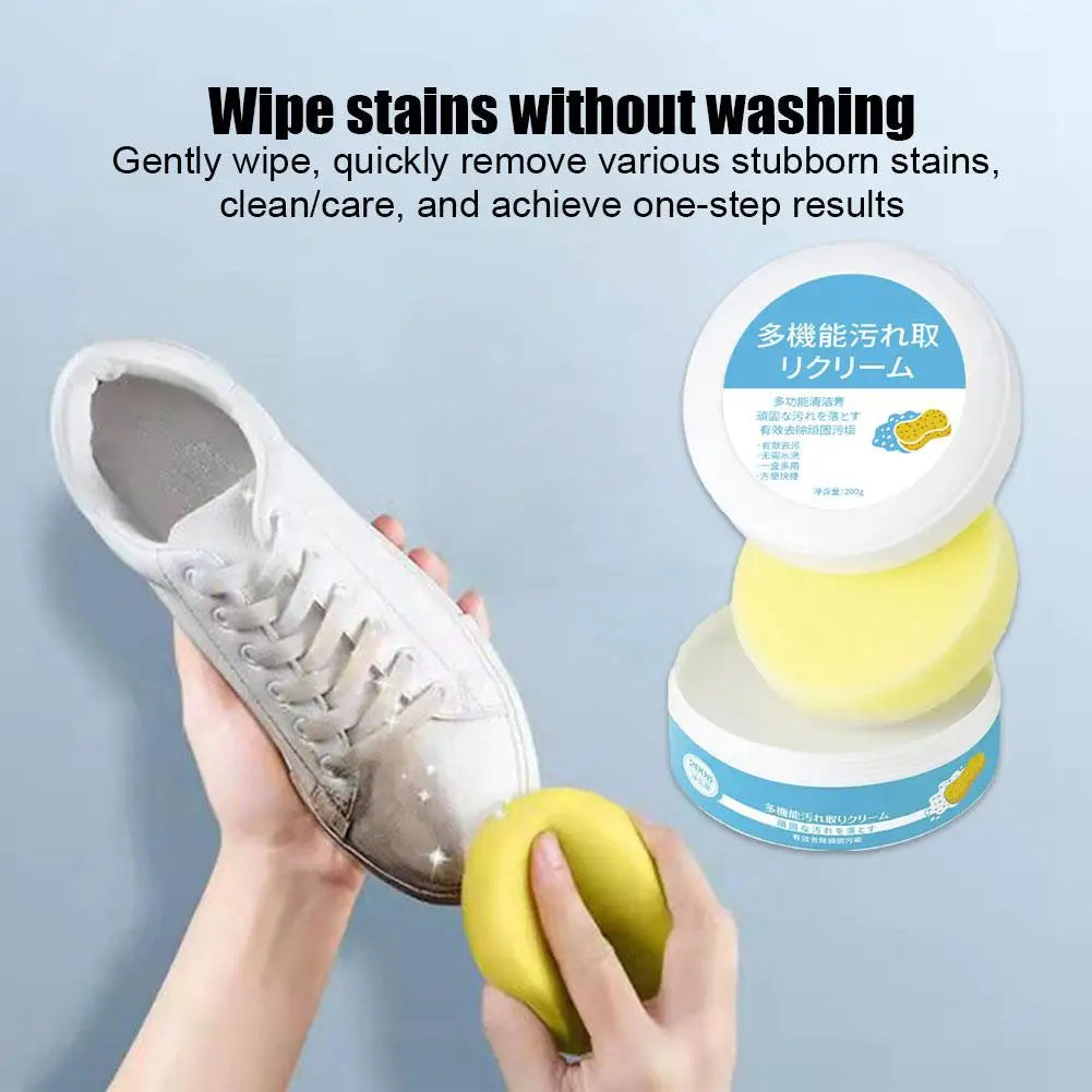 White Shoes Cleaning Cream Stains Remover Shoes Whitening All-Purpose Cleansing Cream With Wipe Sponge For Shoes Sneakers