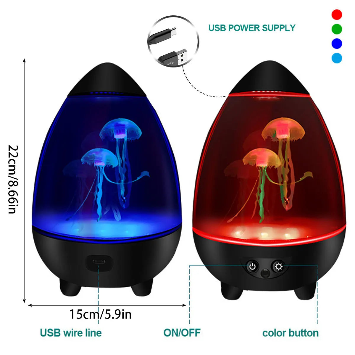 LED Jellyfish Lamp Mute Jellyfish Night Light USB Charging Egg/Cylinder Shape Desktop Aquarium Mood Light Remote RGB Table Decor