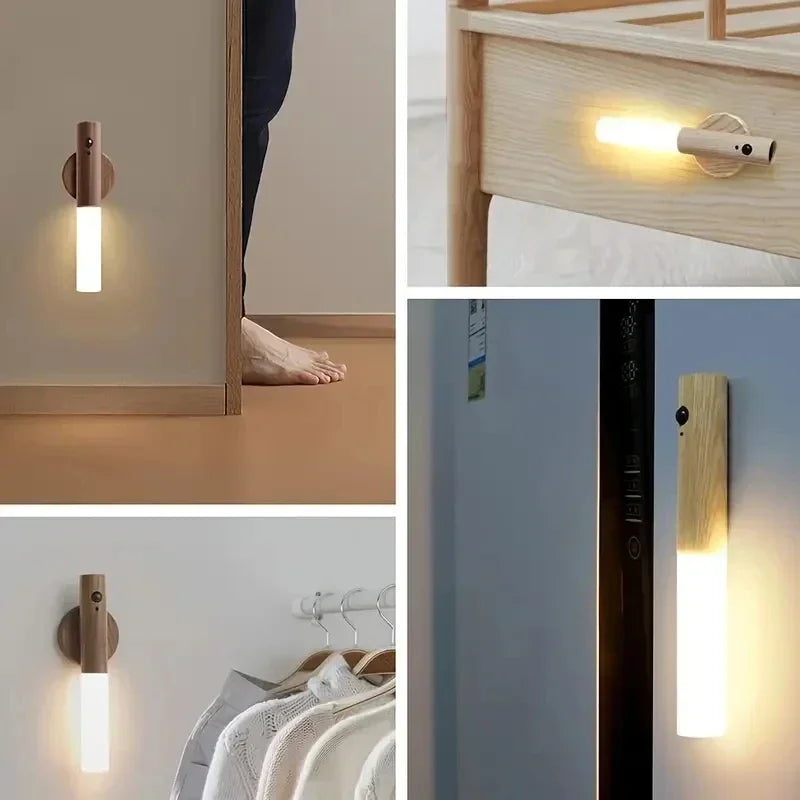 Smart Motion Sensor Night Light Rechargeable LED for Wall Mounted Corridor Cabinet Toilet Energy Efficient Durable Portable