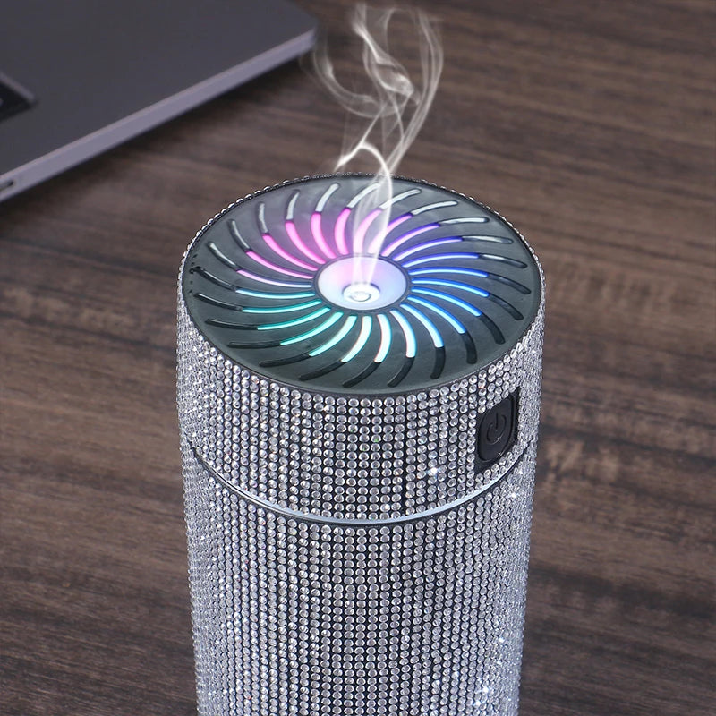 Luxury Shiny Car Diffuser Humidifier with LED Light Diamond Auto Air Purifier Diffuser Air Freshener Bling Car Accessories