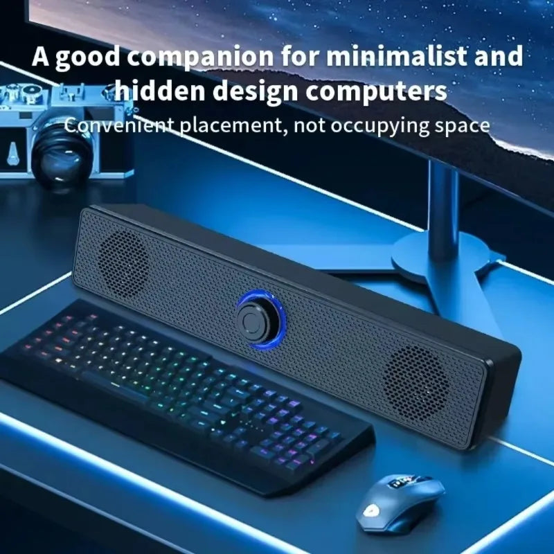 3D Surround Soundbar Speaker System - Subwoofer Stereo Music Box, Multi-functional for Computer and TV, Immersive Speaker