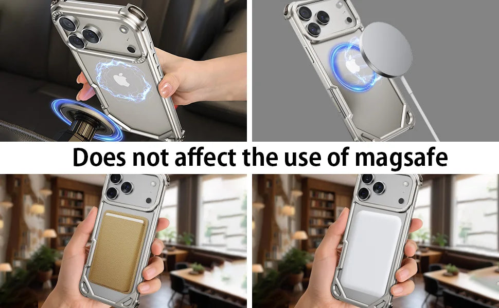Eary Frameless Case for iPhone 17 Pro Max 17 Air Magsafe Metal Shockproof Protective Phone Cover Aluminum Alloy Anti-Drop Shells