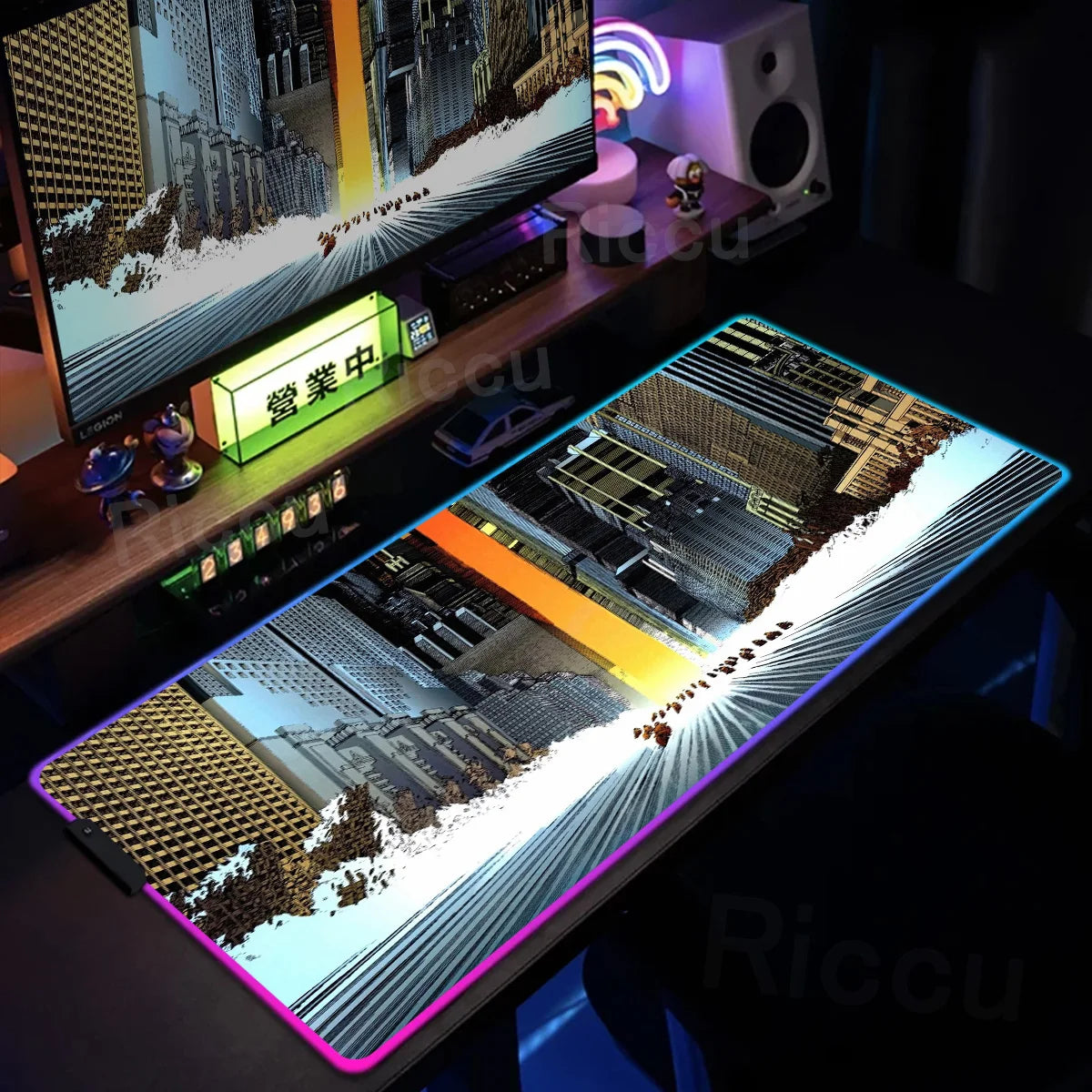 RGB Gaming Mouse Pad Anime AKIRA Keyboard Mousepad Large Computer LED Backlit Deskmat Xxl Gamer Decoracion Lock Edge Thicken Rug