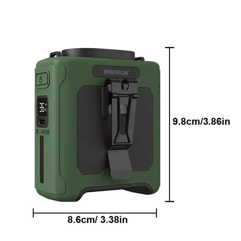 10000mAh Portable Waist Fan LED Lighting Hanging Neck Fan with Power Bank 5 Speed Strong Airflow Cooling Fan for Outdoor Working