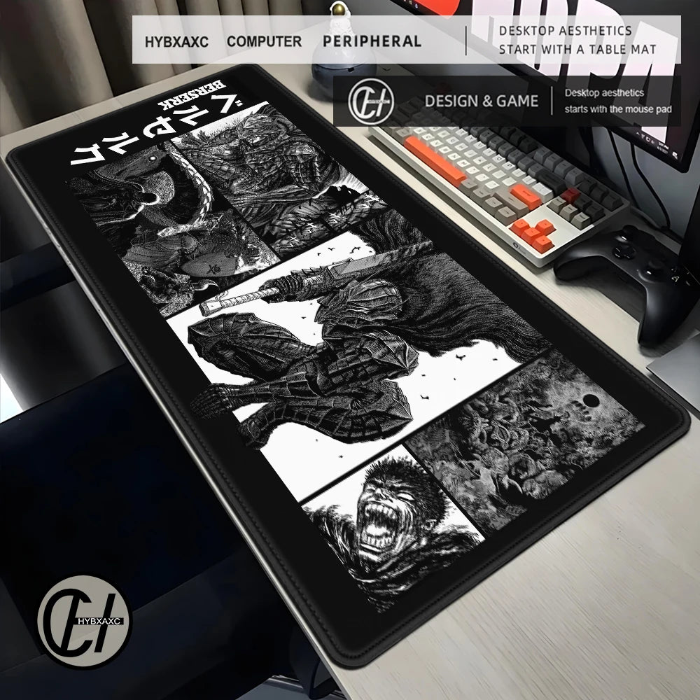 Guts sword in berserk Mouse Mat Berserk Guts Gamer Gaming Mouse Pad Computer Accessories Big Keyboard Laptop Padmouse Speed Desk