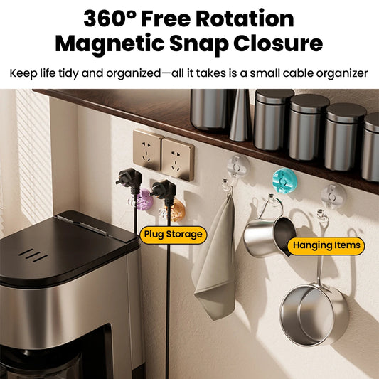 Magnetic Clip Cable Organizer Hook Smooth Adjustable Acrylic Universal Winder Under Desk Management Wire Keeper Cable