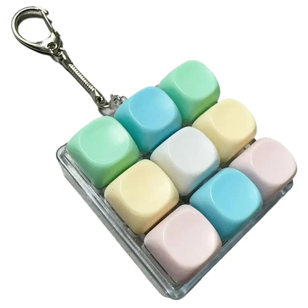 Mechanical Keyboard Fidget Keychain Toy Clicky Keycap Stress Relief 9 Keys Finger Button Squeeze Toy for Adults Gift