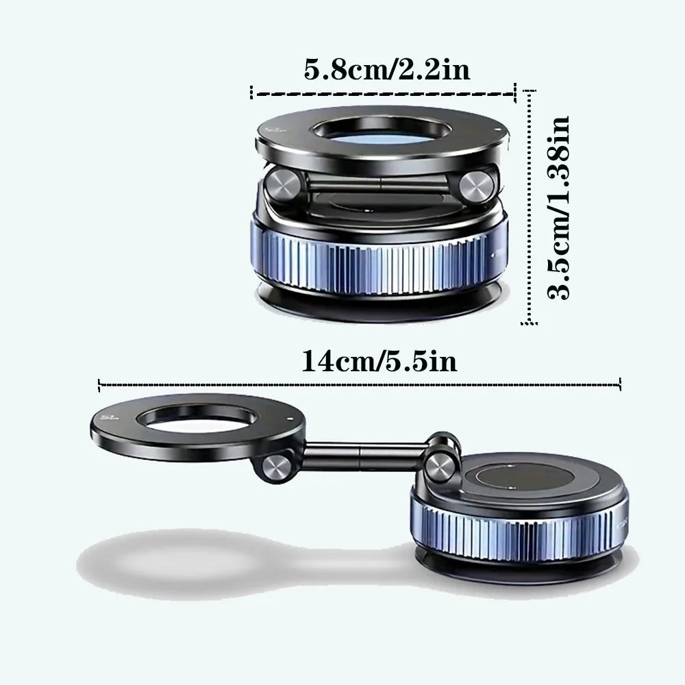 360° Rotatable Vacuum Magnetic Phone Holder, Foldable and Retractable Suction Cup Car Phone Mount for Car/Gym/Mirror/Smooth