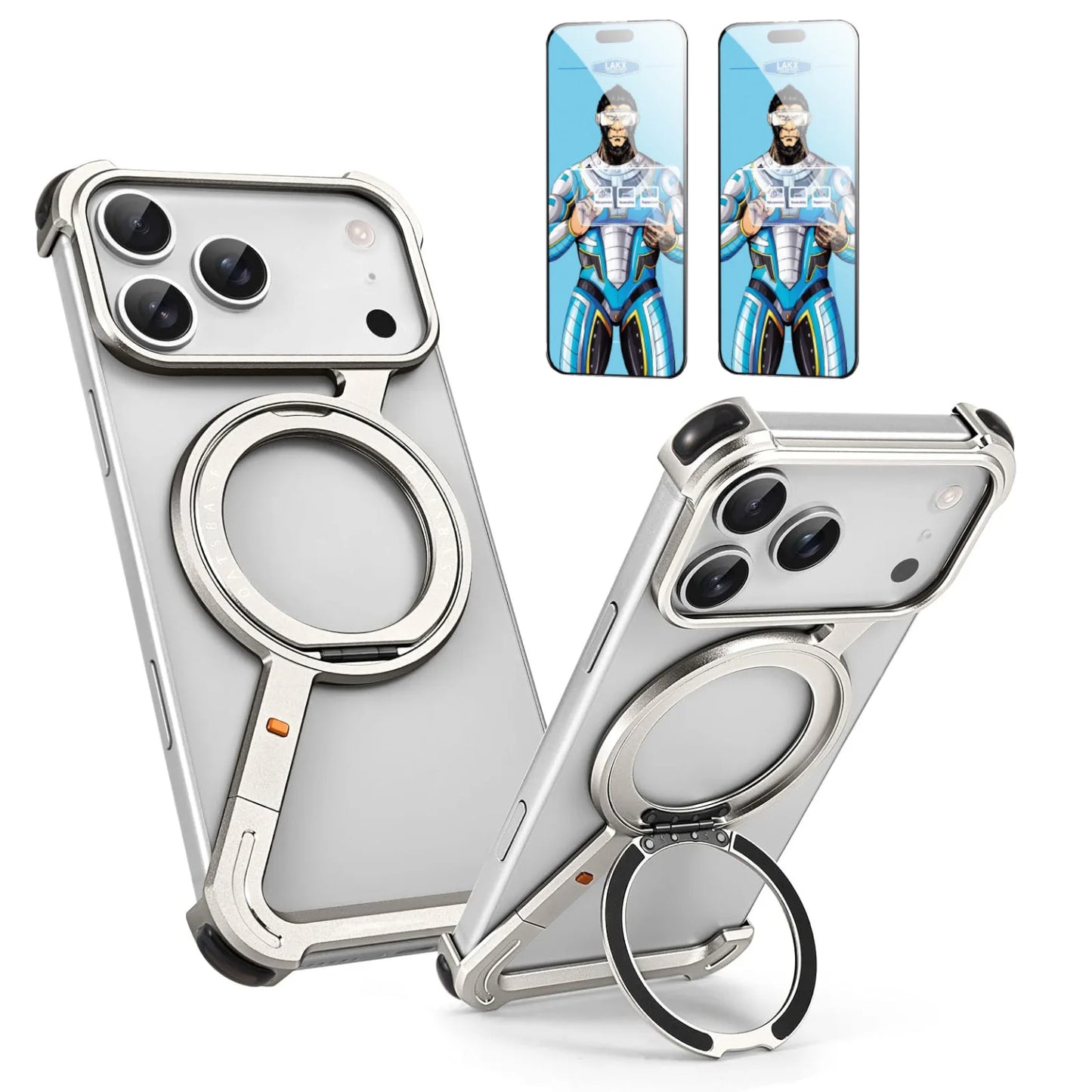 Minimalist Phone Case for iPhone 17 Pro Max & 17Pro Air Case 360° Rotation Kickstand Aluminum Metal Frameless Design Bumper Case