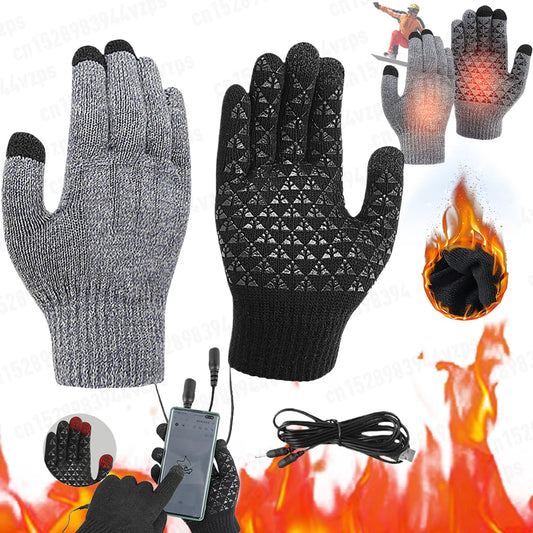 USB Heated Gloves for Winter Fshing Rechargeable Heated Mittens Winter heated Electric Heated Hand Warmer Fingertip Touchscreens
