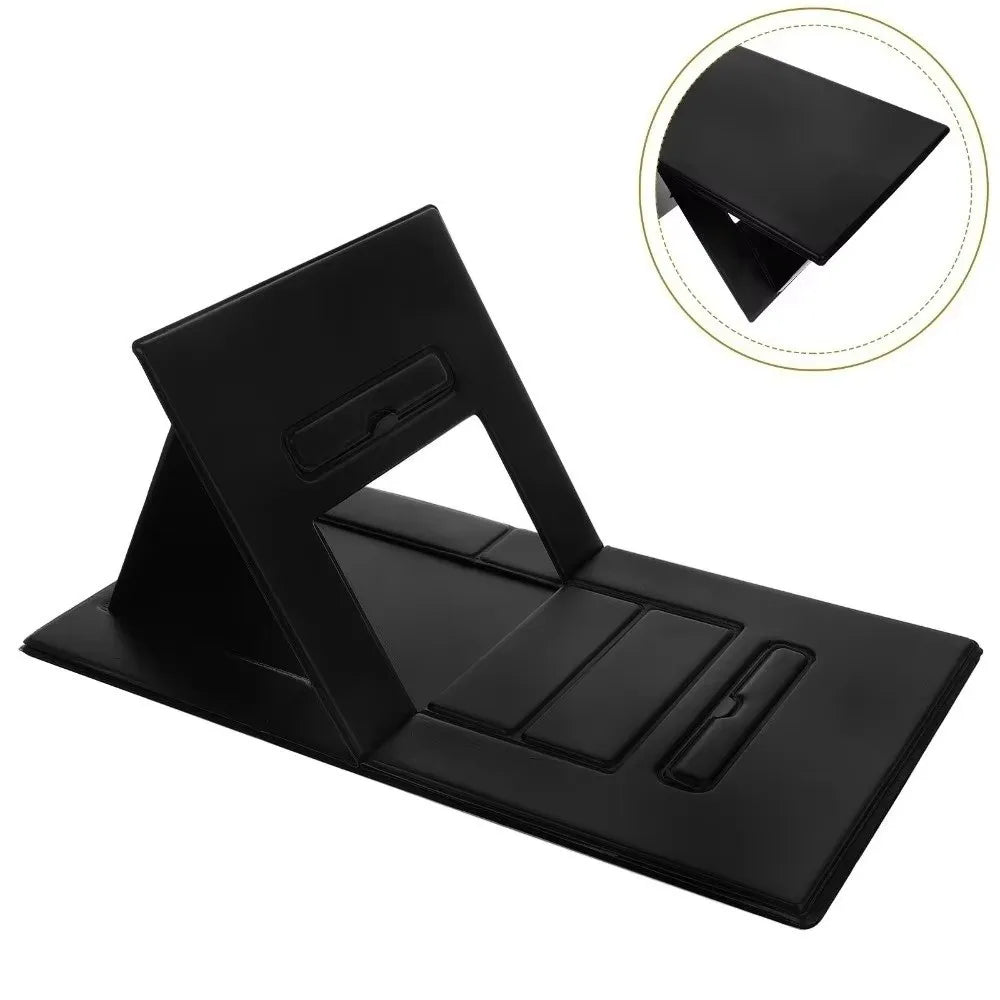 6-in-1 Function Foldable Laptop Stand Ultra-Thin Profile PU Leather Surface Computer Support Adjustable Portable Laptop Desk
