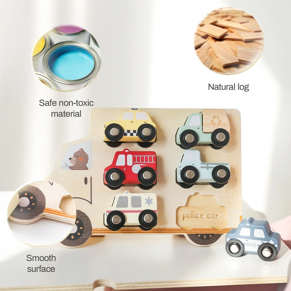 Kids Puzzles Wooden Baby Toys Montessori 3D Puzzle Toys for Babies Educational Toys Puzzle Child 2 Years Cars Match Board Puzzle