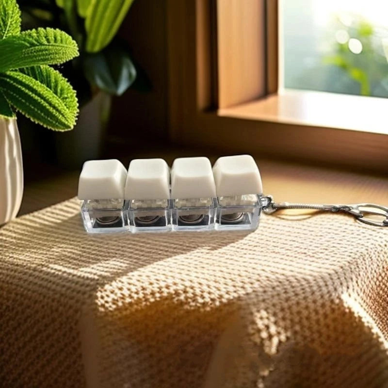 4-Key Mechanical Keyboard Keychain - Clicky Fidget Toy for Stress Relief, No Lights〔YY33〕