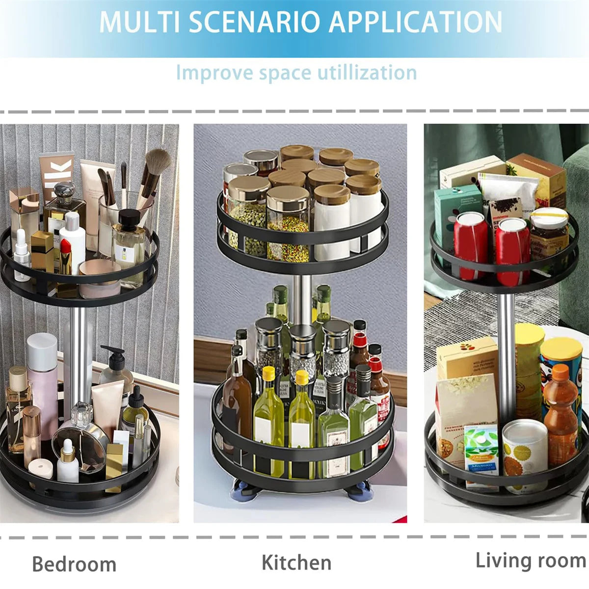Rotatable Kitchen Storage Rack kitchen Accessories Spice Storage Rack Clean Storage 360 Degrees Rotatable Organizer Turntable