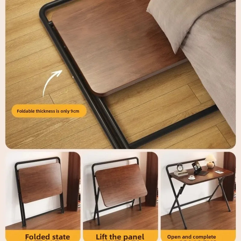 Foldable Computer Study Desk, Student Home Writing Desk, Small Apartment Simple Office Table,  Double-Layer  Functional Desk