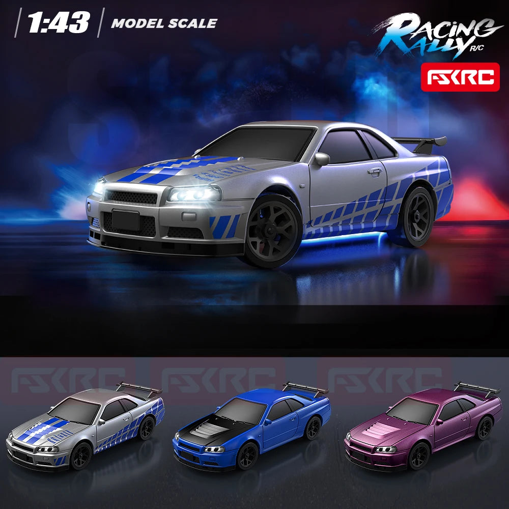 1/43 HB-RP43 RC Drift Car with DIY White Body Shell & Extra Tires 2.4G 4WD ESP Gyro Stabilization Full Proportional Control Car