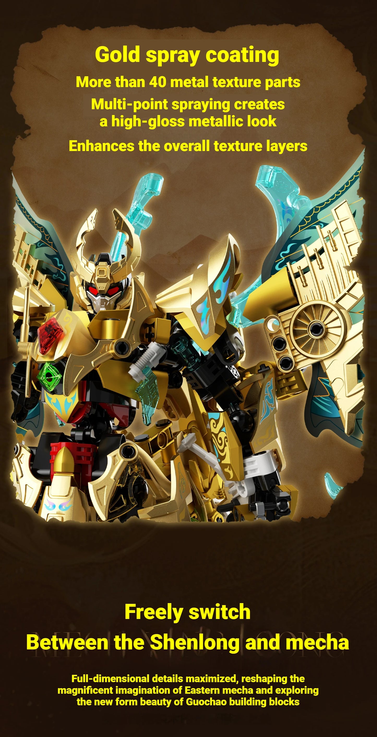 Robot building blocks set, mecha toy model, assembly, home decoration, dual-mode educational toy, birthday gift for boys.