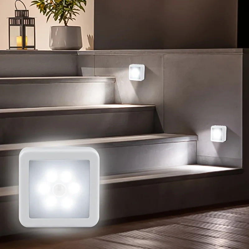 A Motion Controlled Human Body Sensor LED Night Light Smart Battery Operated WC Bedside Lamp For Room Hallway Pathway Home Light