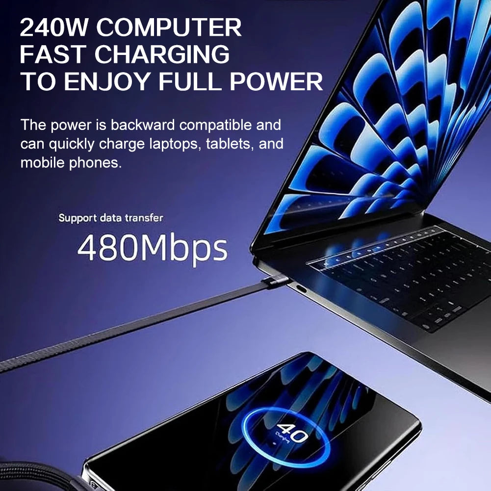 Phone Charger 2 in 1 Invisibles Holder Charger Cable 240w Fast Charging Cord with Built-in Phone Stand