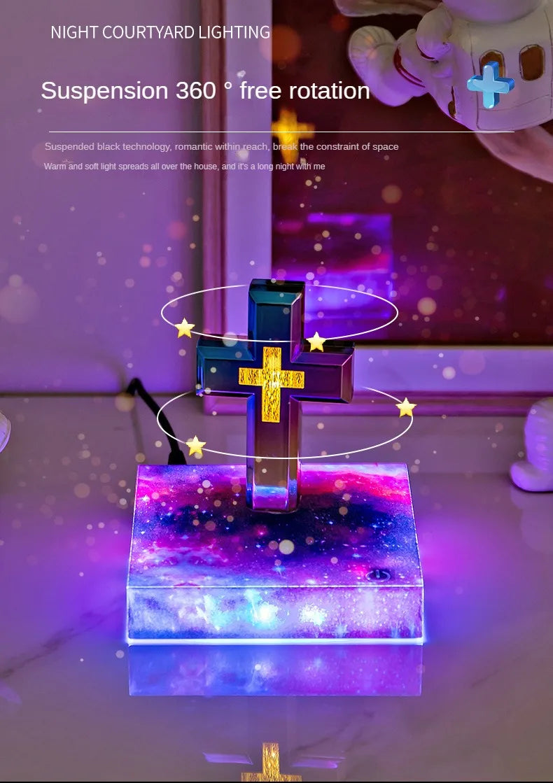 Magnetic Levitating Cross Floating Christian Cross Decorations Maglev Cross the Holy Bible Base
