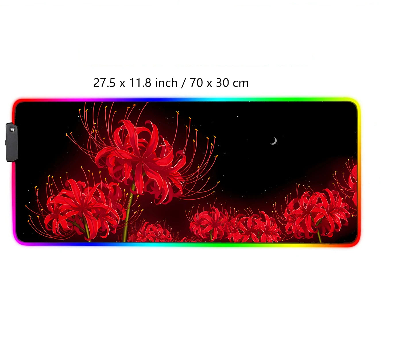 Large Gaming Mouse Pad Rgb Led Wisteria Demon XXL Gaming Deskmat Red Spider Lily Desk Mat Death Flower Anime Mousepad Aesthetic