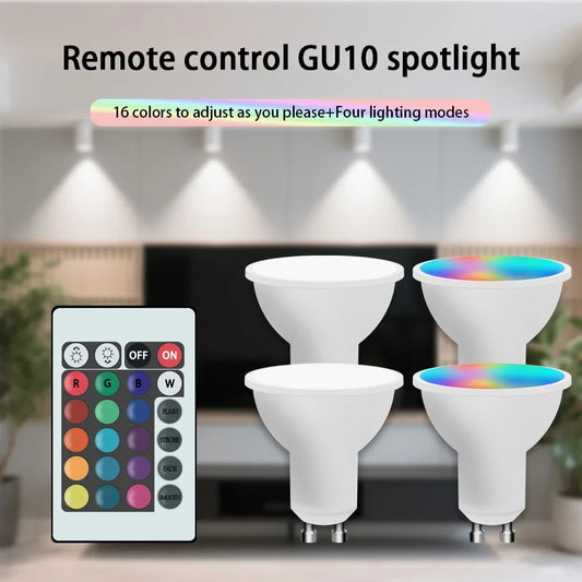 RGB LED Spotlight GU10 AC 85-265V Remote Control Spotlight Color Dimmable Bulb for Living Room Bedroom Decoration