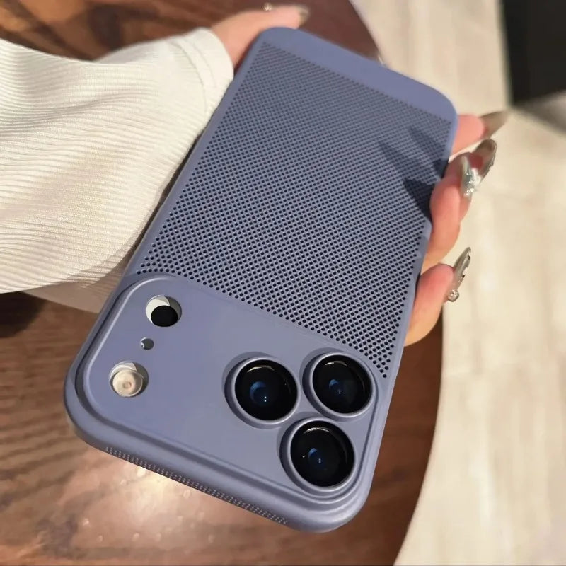 For Iphone 17 Pro Max Heat Dissipation Hard Phone Case for Iphone 17 Air 17pro 16E 16Promax Cooling Honeycomb Mesh PC Shell