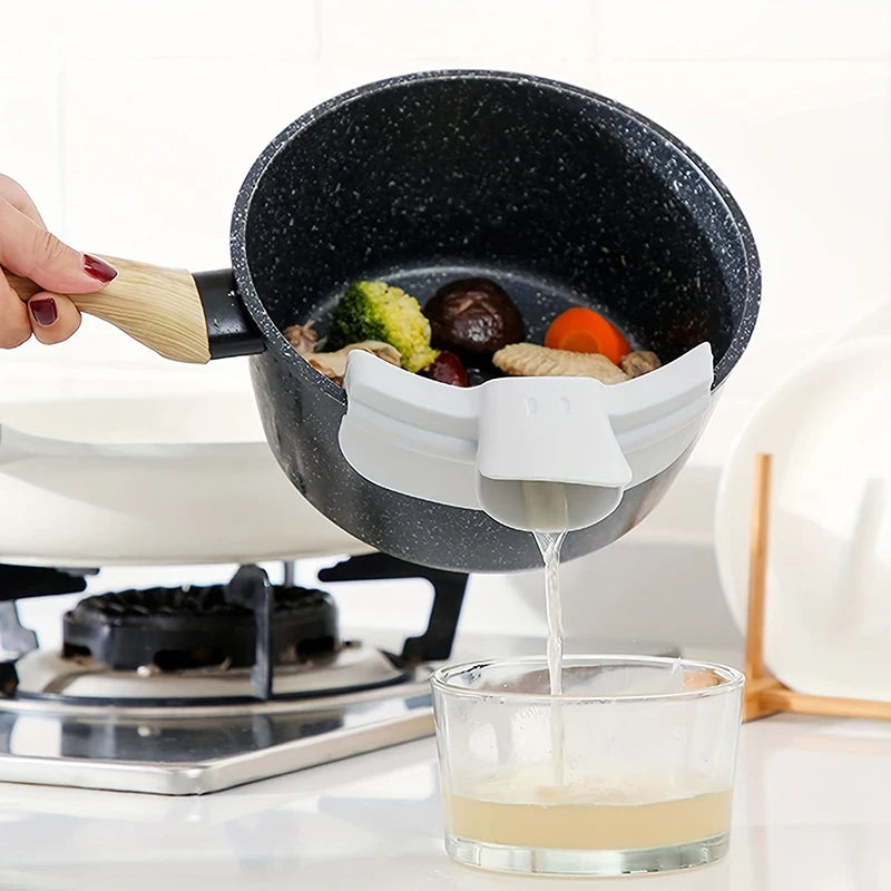 Silicone Pot Side Drainage Guide Nozzle Anti-Spill Cute Duckbill Shape Kitchen Soup Pouring Funnel Clip Spaghetti Funnel Filter