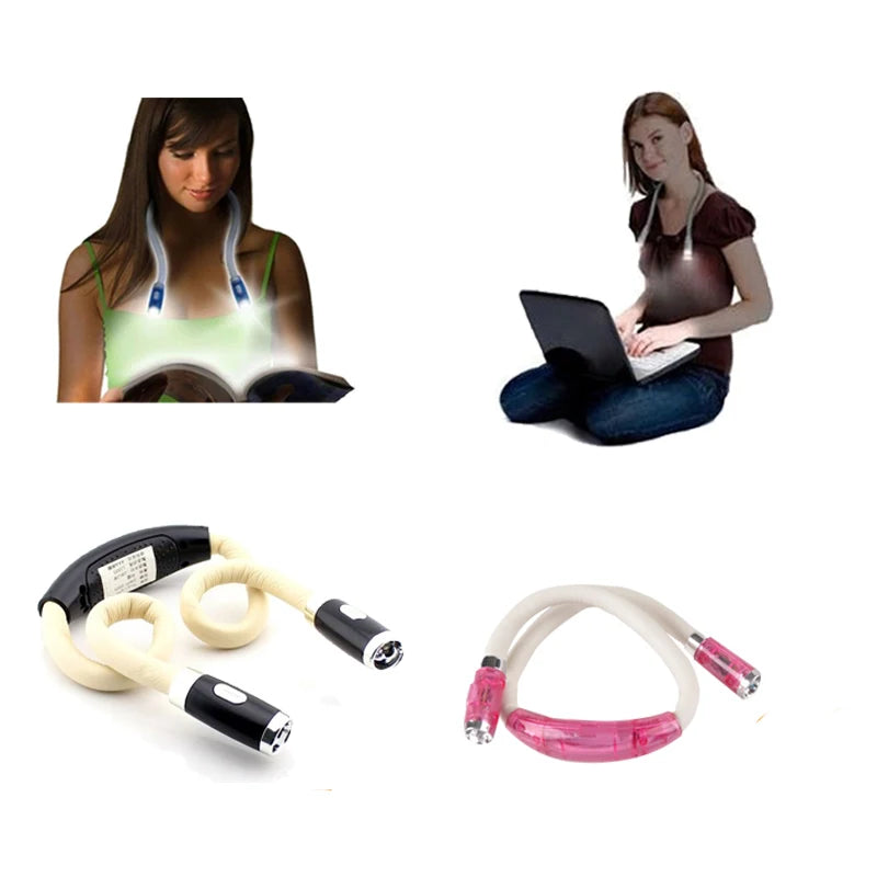 Reading in Bed Bendable Book Lights Neck Lamp with 4 LED Lights Adjustable Brightness Perfect for Sewing and Knitting