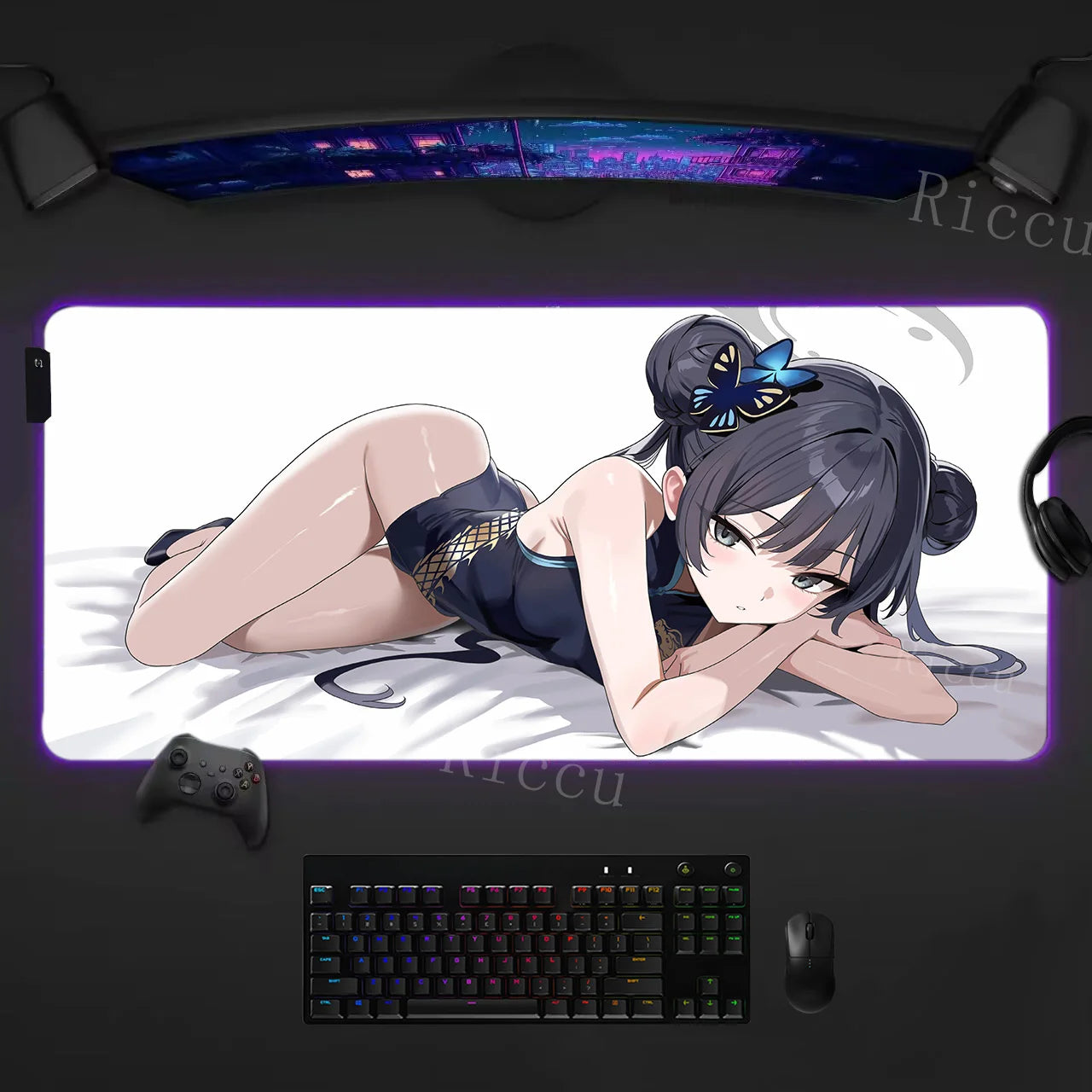 RGB HD Ryuuge Kisaki Blue Archive Game Mousepad Large Keyboard Desk Mat Gaming Mouse Pad LockEdge Edge PC Computer Mat E-Sports