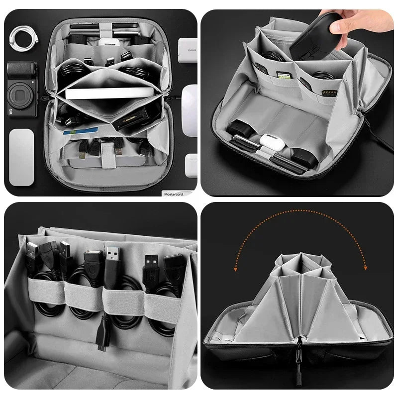 Travel Electronics Organizer Power Bank Pouch Electronics Gadgets Accessories Case for USB Cable Cords,Hard Drives Storage Bag